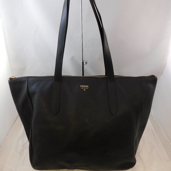 Fossil Handbags - Fossil Snydney Black Leather Shopper Tote Bag